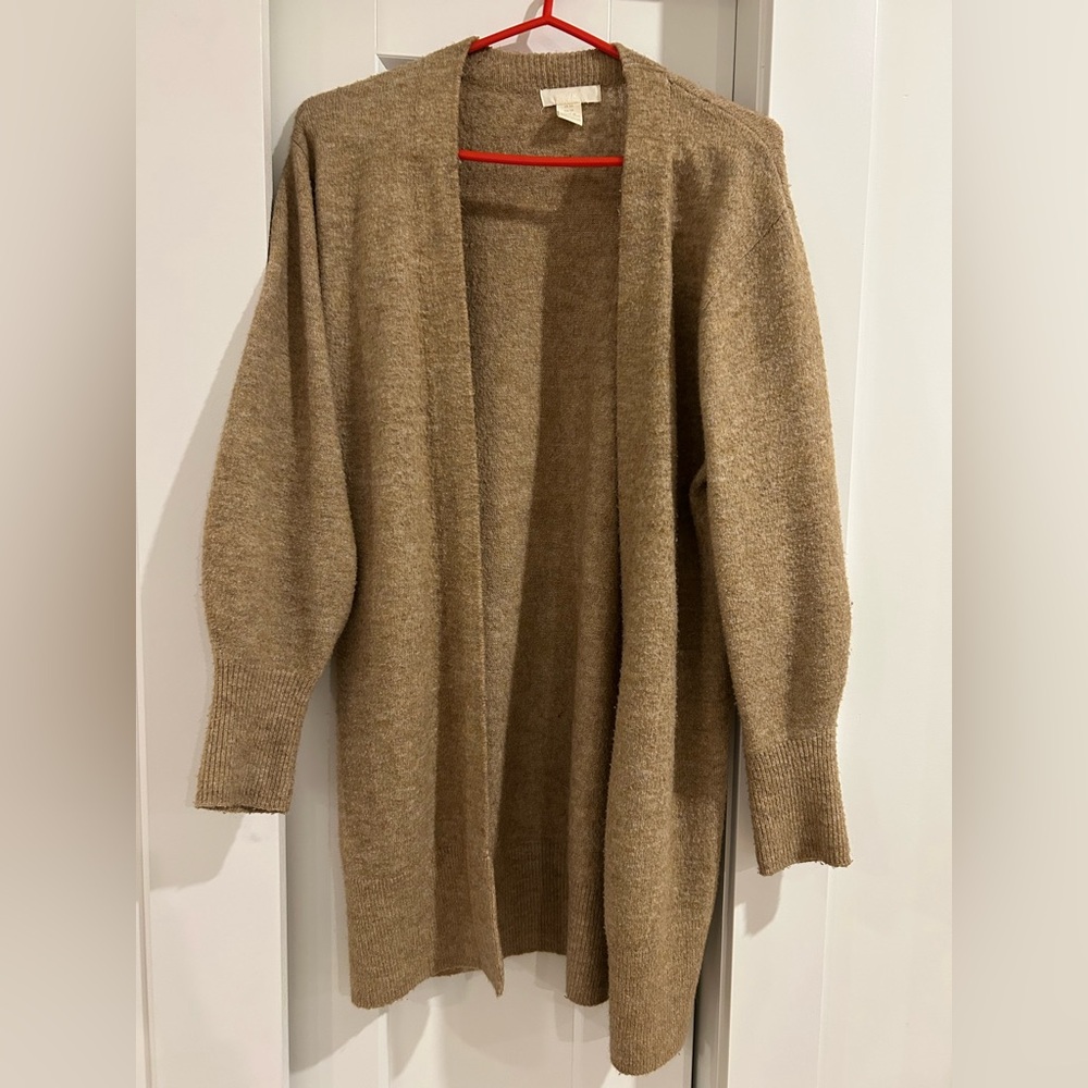 H&M Cozy Brown Open-Front Cardigan